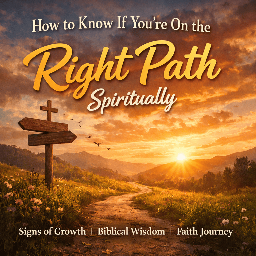 Inspirational image of a sunset trail with a cross and directional signposts.